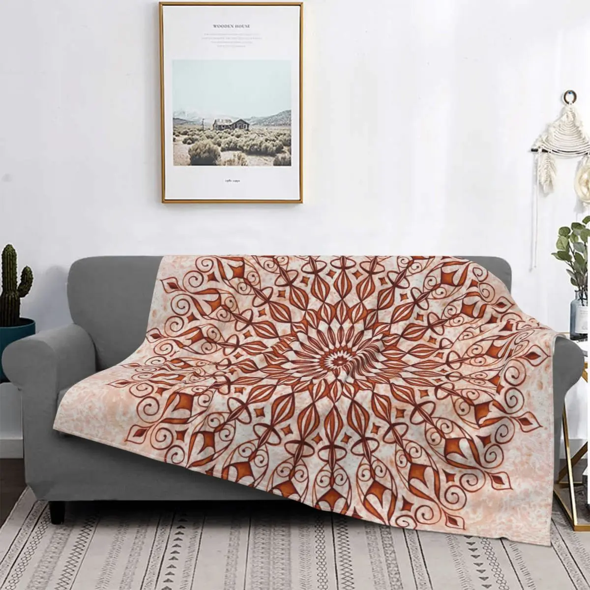 

Коричневое одеяло с мандалой, плюшевое толстое ультратонкое Фланелевое флисовое покрывало в стиле бохо, покрывало для дивана, одеяло, украш...