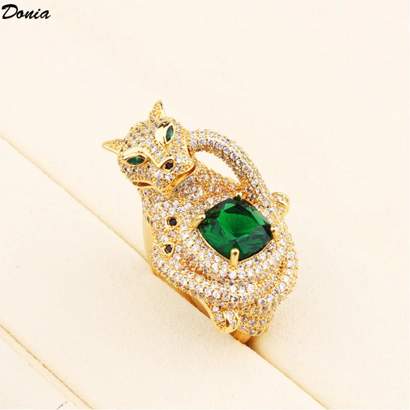 

Donia jewelry Luxury new leopard AAA zircon men's high-end ring jewelry green hip-hop fashion jewelry