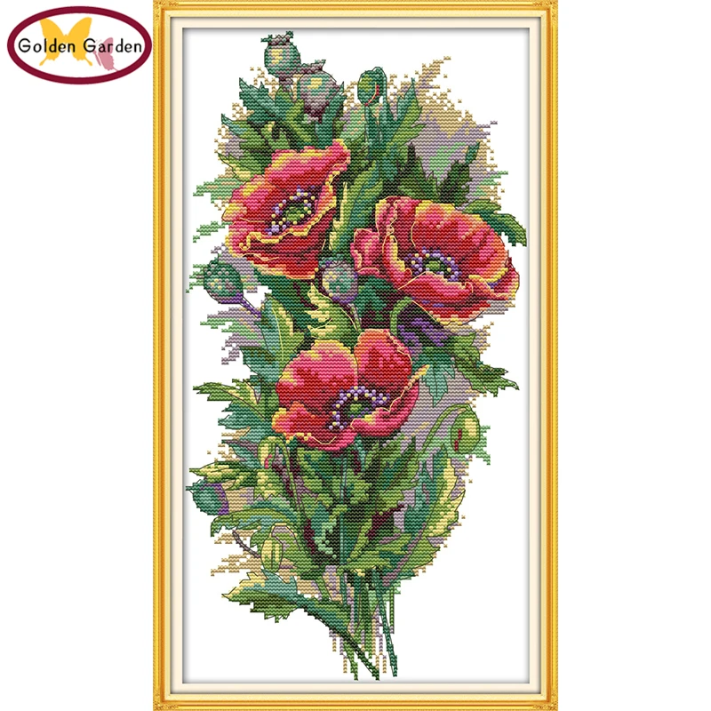 

GG A Bunch Flowers Counted Cross Stitch Kits Embroidery Needlework Set 11CT 14CT Chinese Cross Stitch Pattern for Home Decor