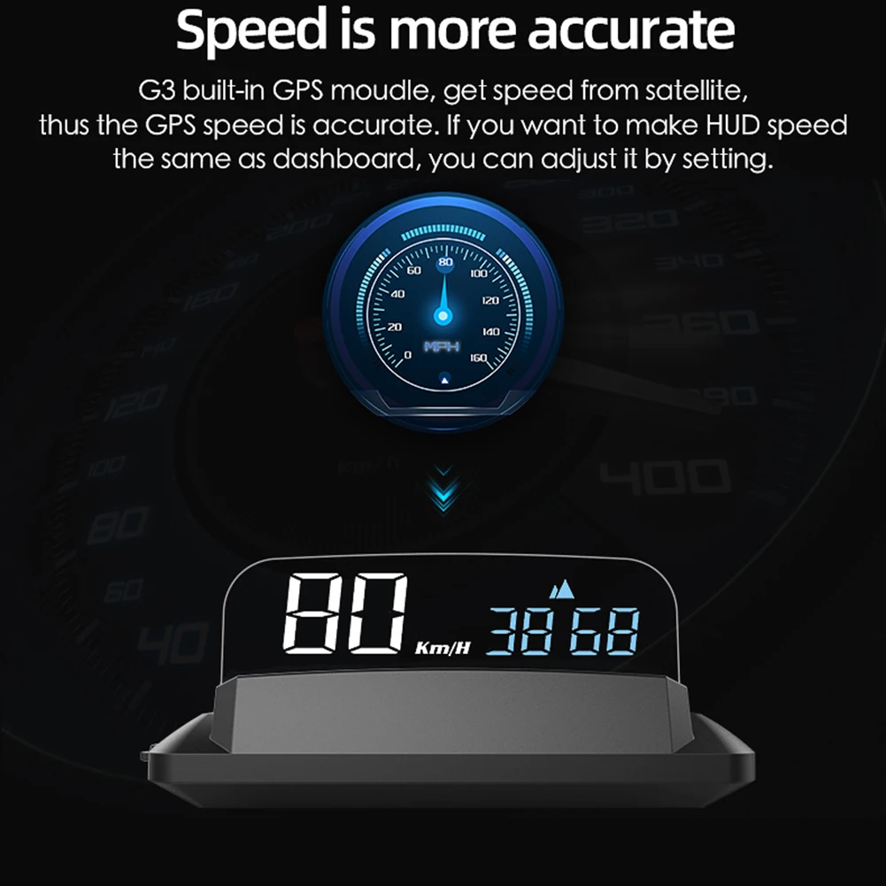

Speedometer Overspeed G3 Auto GPS Warning Fatigue Reminder Altitude Meter HUD for Outdoor Parts Personal Car Accessories