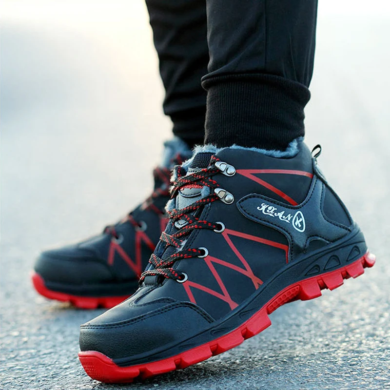 

2019 Winter Work Safety Shoes Waterproof Men's Boots Outdoor Warm Waterproof Non-slip Ankle Snow Boot Thick Plush Rubber Nonslip