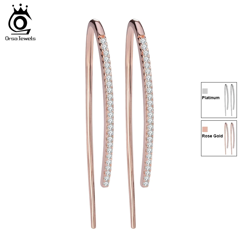 ORSA JEWELS новые экологичные красивые серьги цвета розового золота для женщин, серьги с микро покрытием CZ для девочек и женщин OE121