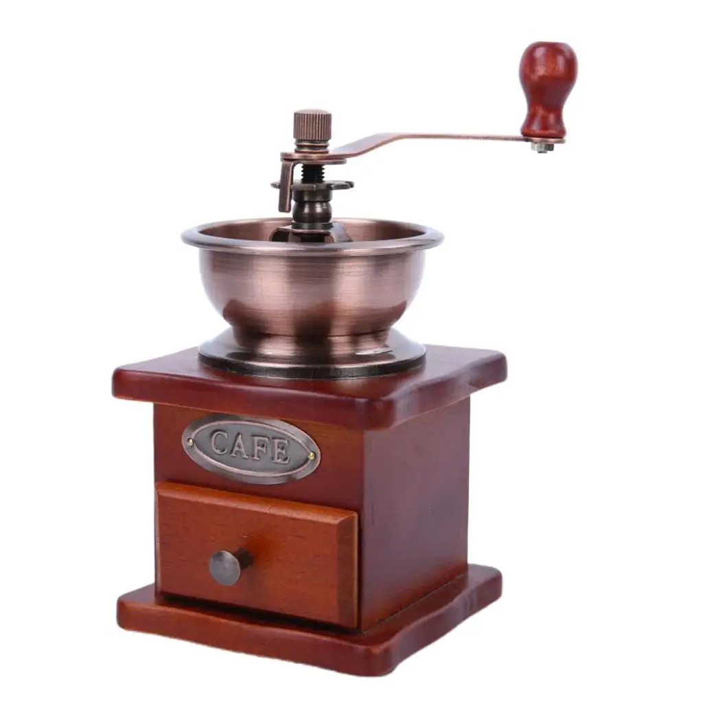 Antique Coffee Grinder Mill Manual Hand Crank Wooden Bean Grind Classic Retro vintage style mill coffee bean grinder hand crank