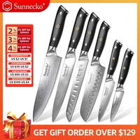 sunnecko 1 8pcsset chef knife japanese kitchen knives sharp utility santoku slicing paring cleaver damascus cut tool g10 handle