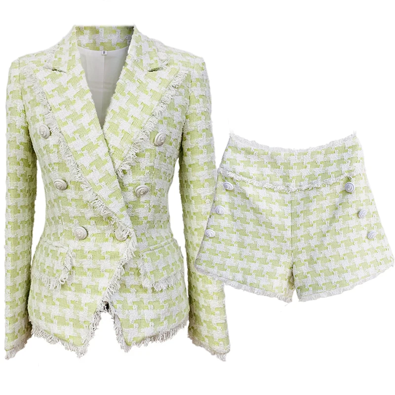 Женский комплект из двух предметов Розовый шерстяной костюм с блейзером и