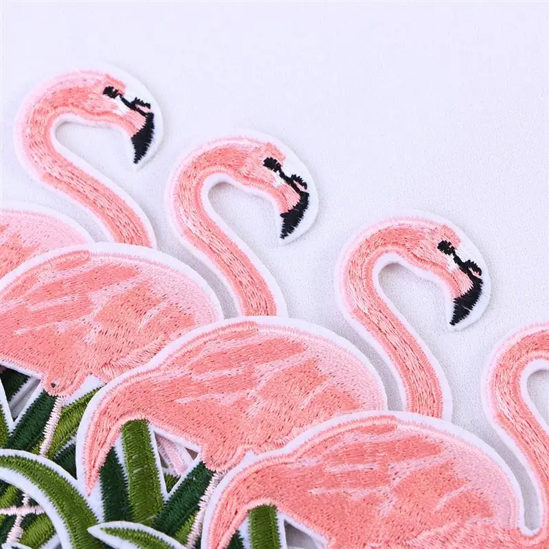 

10 Pcs DIY Iron Embroidery Flamingo Sewing Patch Flamingo On Patch Embroidered Applique Patches