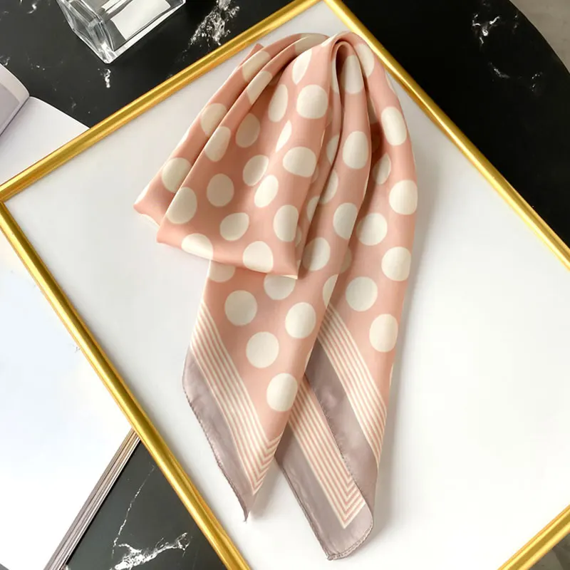 

Dot Printed Female Square Scarf Bandana Shawls Wraps Neck Scarves Silk Satin Hair Scarf Office Lady Hair Tie Band Neck Scarves