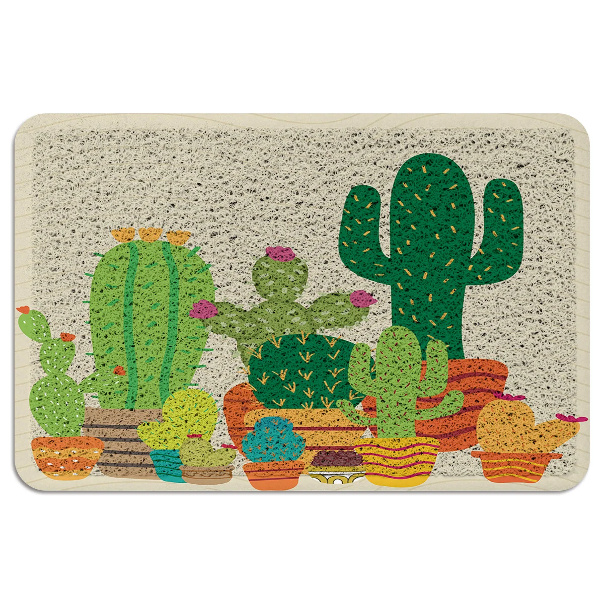 Прочный резиновый дверной коврик с кактусами растениями суккулентами