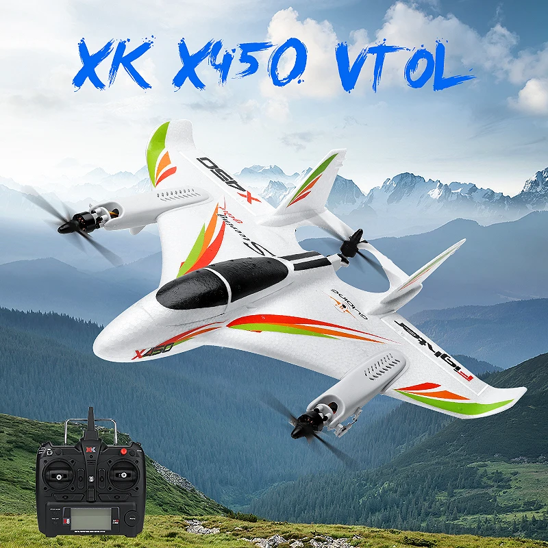 Радиоуправляемый самолет XK X450 VTOL 2 4G 6CH 6 axi's EPO 450 мм размах крыльев 3D/6G