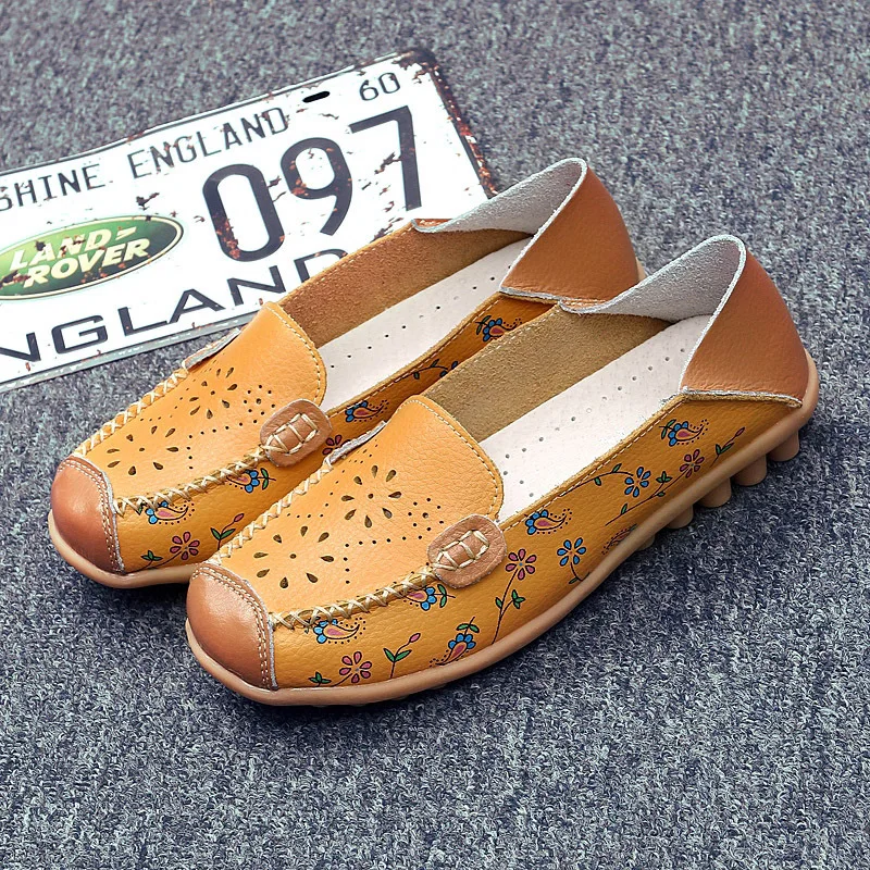 Koovan Women's Flats 2022 New Spring Autumn Mother Flowers Hollow Out Shoes Trampled Footprints Leisure Single Flat Shoes 