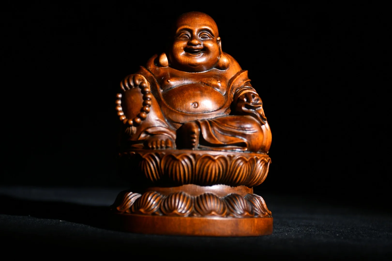 

Home Decor 5" China Lucky Old Boxwood Hand-carved Maitreya Big belly buddha Sitting Buddha Enshrine the Buddha Ornaments