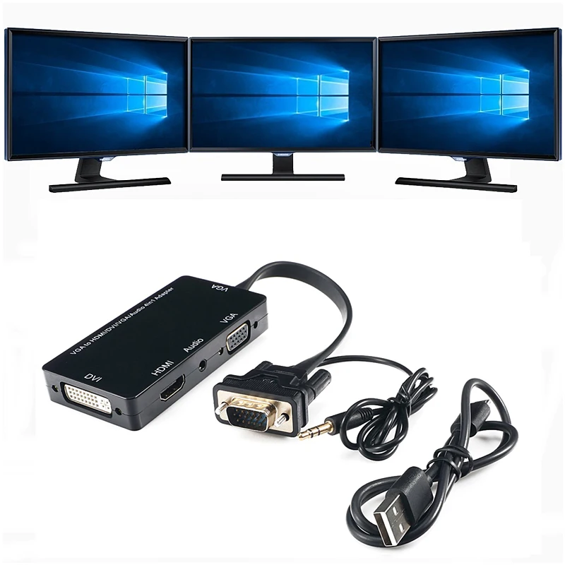 Кабель адаптер AJIUYU с VGA на DVI HDMI док станция несколькими портами разветвитель