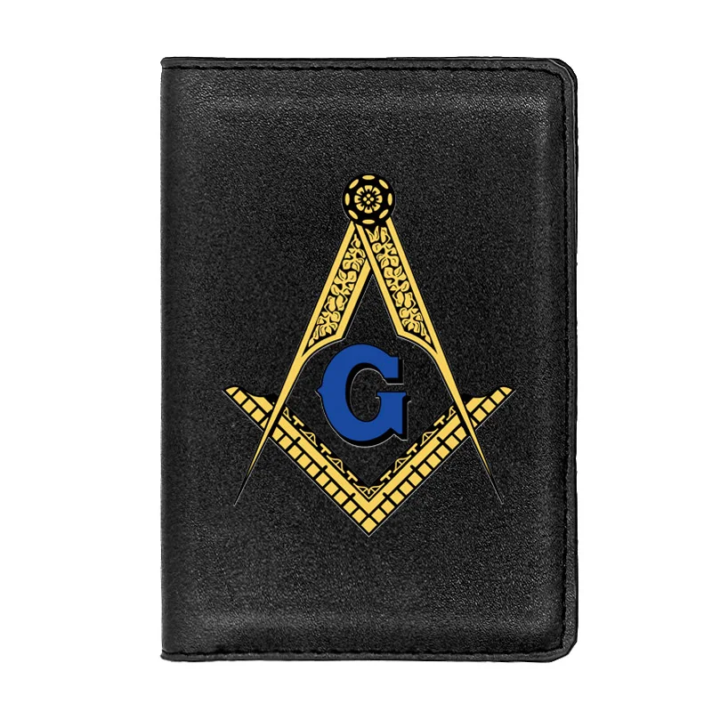 

New Arrivals Classic Masonic Logo Passport Cover Holder ID Credit Card Case Travel Leather Freemasonry Passport Wallet