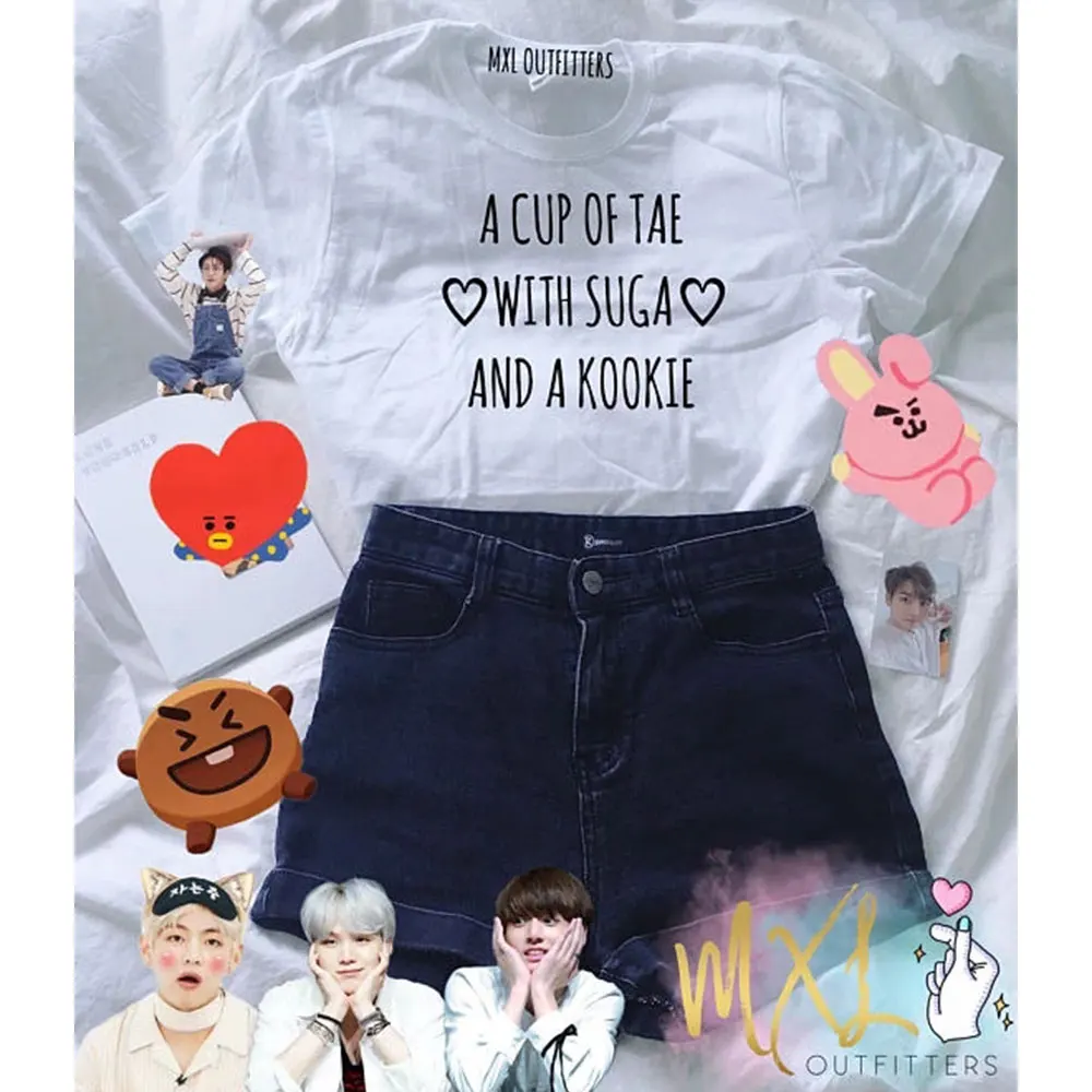 KPOP чашкой Тай с Suga и Kookie модные детские костюмы в стиле унисекс Корейском Тройка