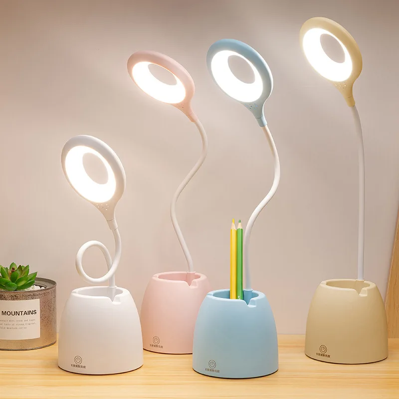 

Table Lamp Leds USB Charging Touch Bendable Desk Lamp Eye Protection Learning Dormitory Multi-function Pen Holder