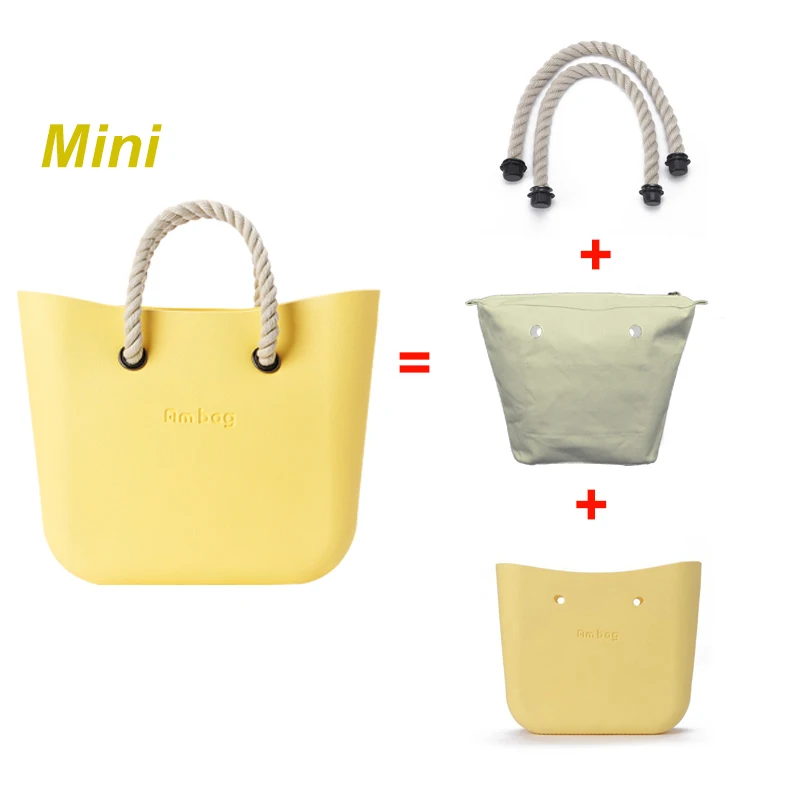 AMbag Obag стильная Водонепроницаемая мини-сумка с черно-белой вставкой внутренний карман короткая веревочная Ручка DIY сумочка