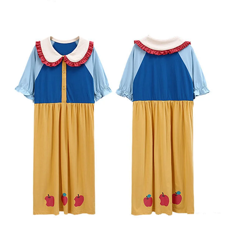 Pajamas for Women Summer Nightdresses Pure Cotton Short-sleeved Thin Section Long Section Over The Knee Ladies Home Service