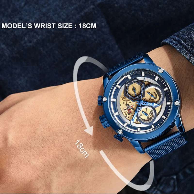 Часы наручные NAVIFORCE Мужские кварцевые роскошные модные повседневные спортивные