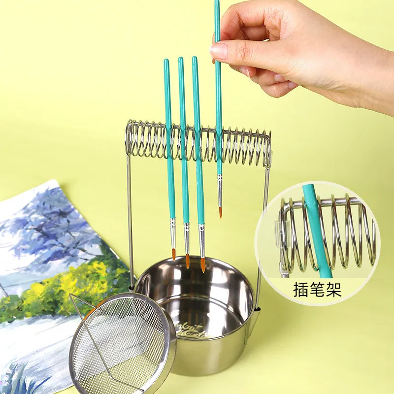 

Detachable stainless steel spring pluggable pen bucket Gouache and watercolor pen bucket