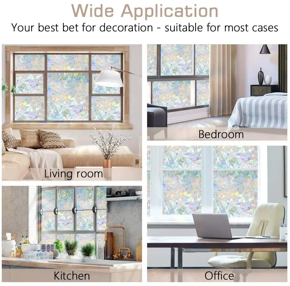 Цветная домашняя декоративная оконная пленка с радужным эффектом статическая