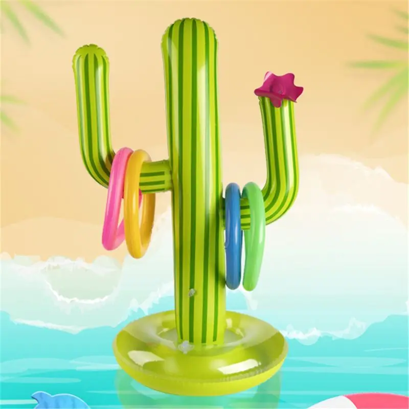 

5 PCS Inflatable Cactus Ring Toss Game Inflatable Toss Game Pool Toys Luau Party Supplies Indoor Outdoor Game for Kids Adults