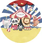 Мультяшные животные слон лев панда карнавал цирк фон для детей день рождения Вечеринка круглый фон крышка Эластичный баннер