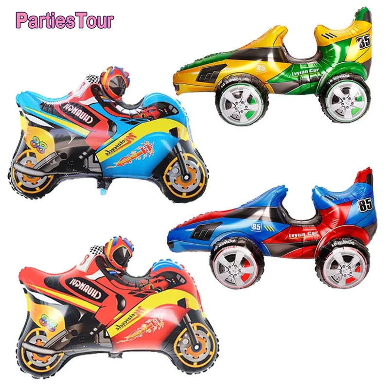 1 шт. Birthdya машины гонки автомобильные воздушные шары мотоцикл Фольга шар для