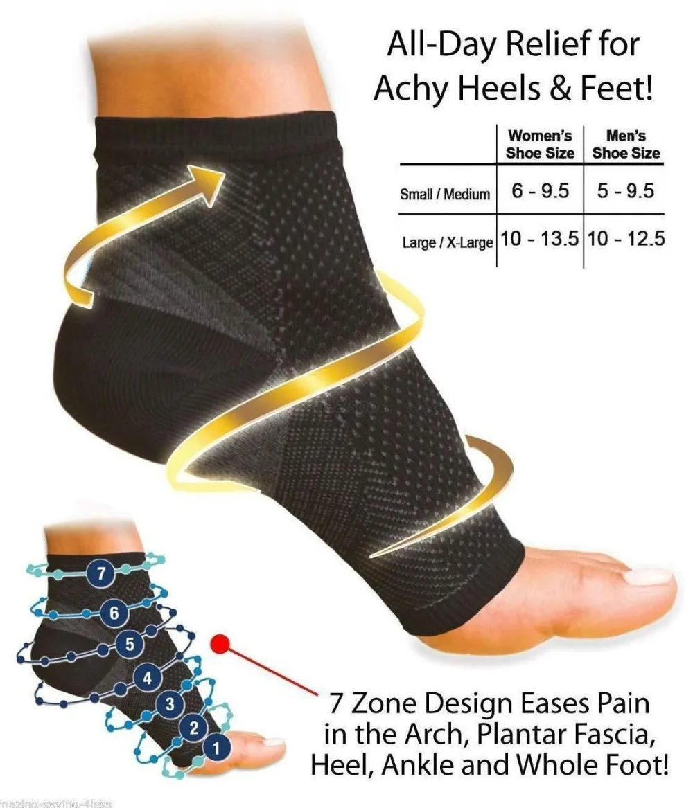

Men Women's Ankle Compression FOOT ANGEL Sleeve Arch Heel Pain Relief Support