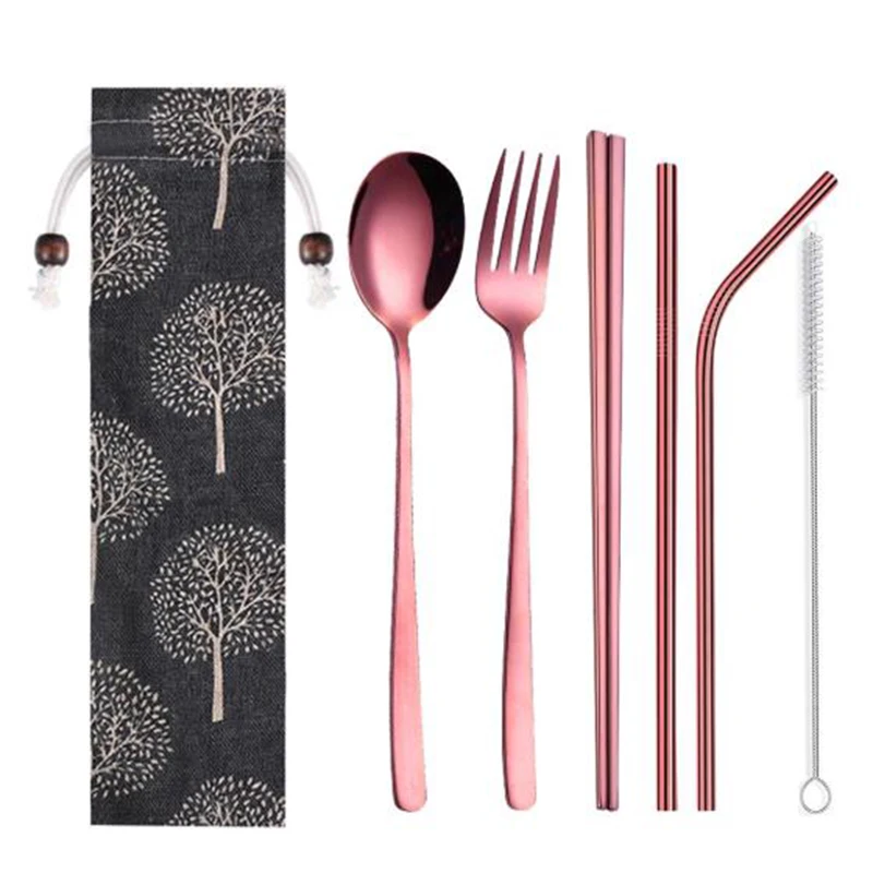 Fork Cutlery Set Straws Storage Bag Supplies Picnic Kitchen Utensils Tool | Дом и сад