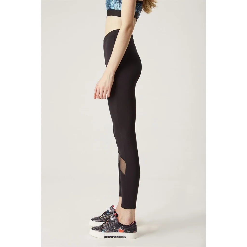 Women Black High Waist Lycra Transparan Futher Leggings