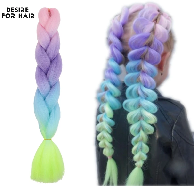 Desire for Hair 24inch 60cm Synthetic Braiding Hair Two Three 4 Ombre Colors Synthetic Hair extensions Jumbo Braids