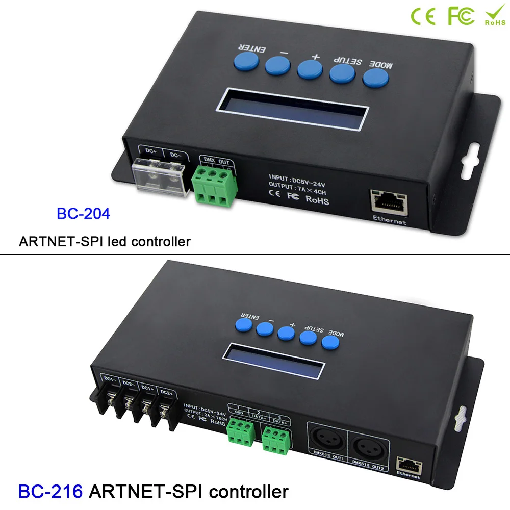 BC 204 4 CH/BC 216 16CH Artnet к SPI/DMX WS2811 WS2812B SK6812 пикселей светильник контроллер Eternet протокол