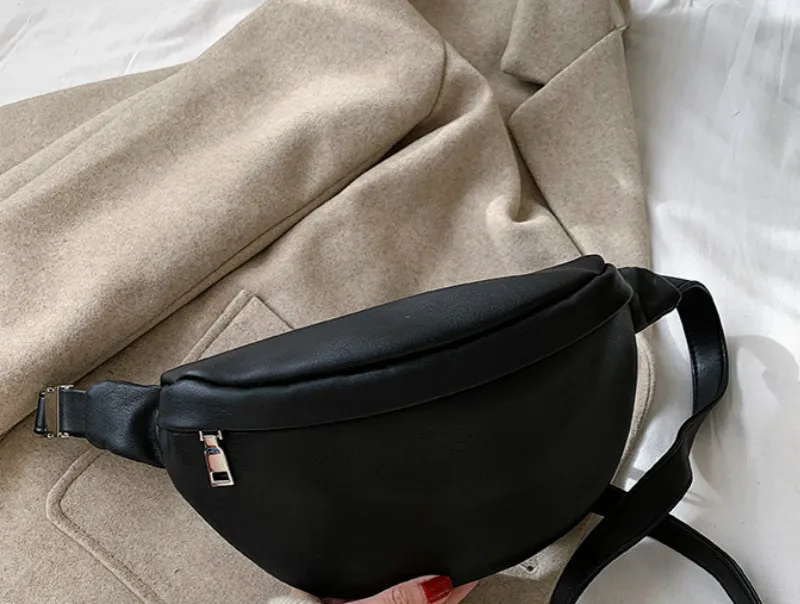

2021 Spring and Autumn New Pu Women Solid Color Chest Bag Mini Waist Bag For Ladies Fashional Zipper Crossbody Bag