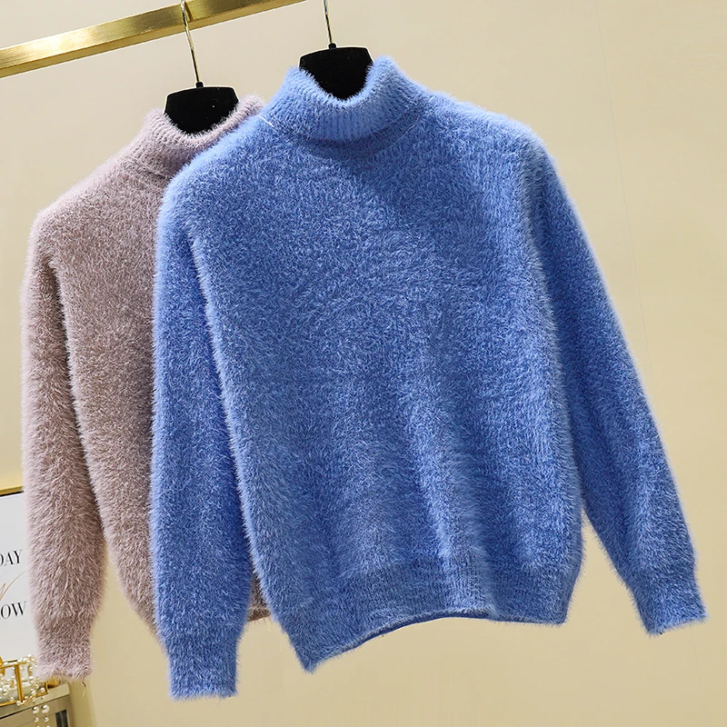 Женские свободные норковые кашемировые толстые женские зимние свитера пуловеры