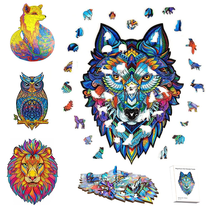 

Unique Wooden Puzzle Mysterious Animal Puzzle Suit DIY Montessori Interactive Game For Adult And Children Wooden Puzzle Toy Gift