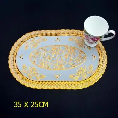 6pcs 6 шт. бронзовые кружева ПВХ коврик для столового стола Золотой подстаканник водонепроницаемый изоляционный коврик посуда принадлежности для ресторанов - Цвет: 6pcs
