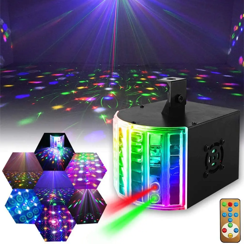 Remote Control RGB Mini Butterfly Light LED Disco Laser Derby Light 2 In 1 With DMX512 Stage Lighting For Wedding Night KTV Club