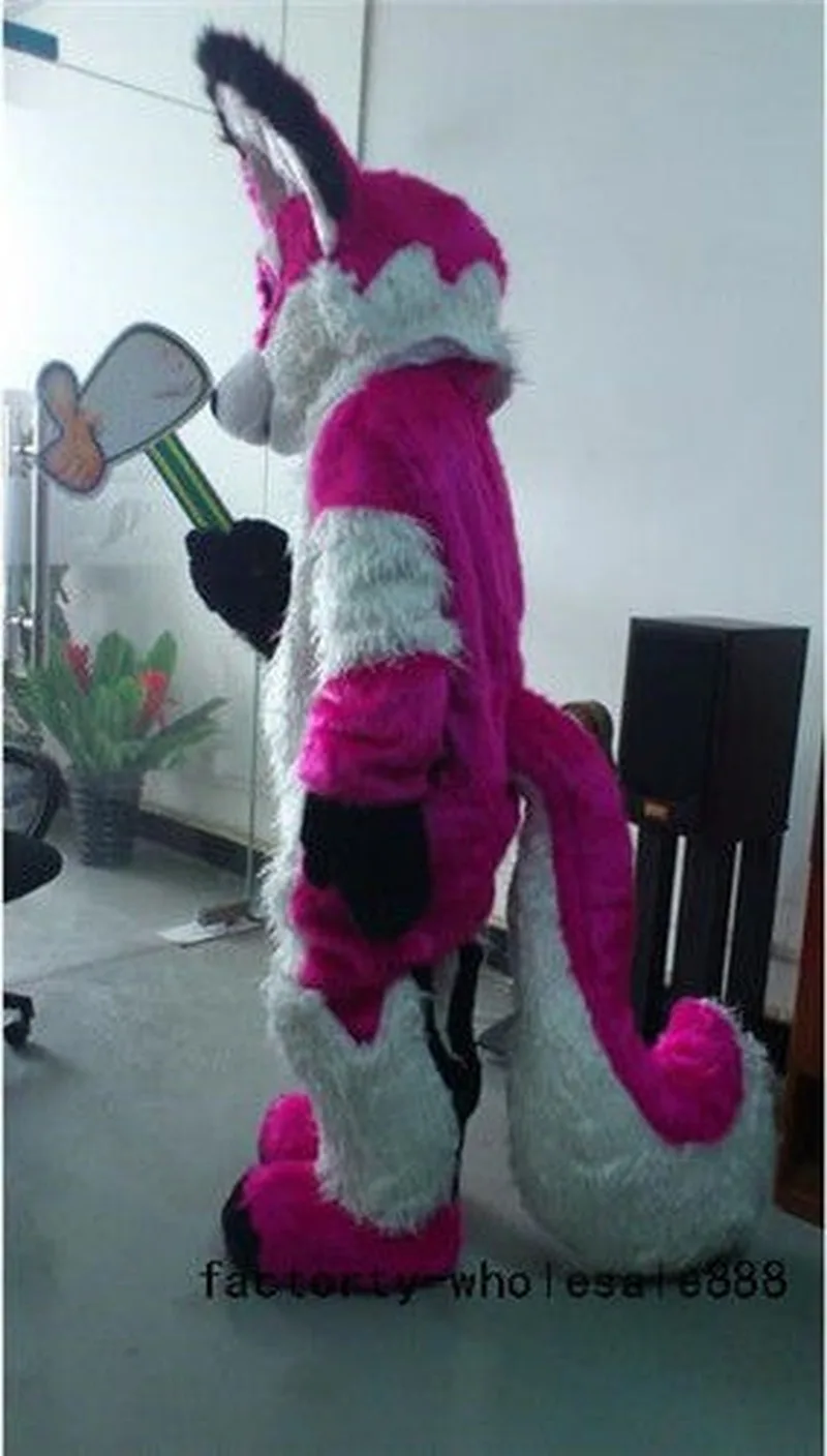 Костюм-талисман с длинным мехом для Хэллоуина Красный Волк лиса собака костюм