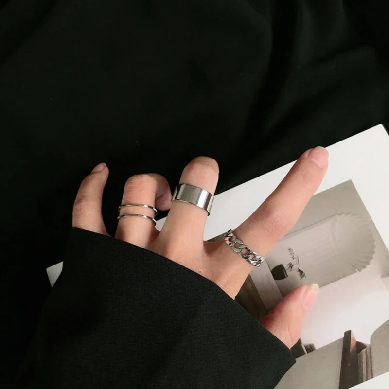 

Anillos de diseño Simple para mujer, conjuntos de Anillos de junta de plata Vintage para mujer, joyería 2020 hip hop ring trendy