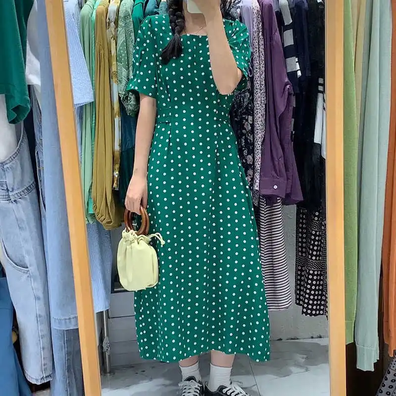 

New polka dot bubble sleeve dress in summer