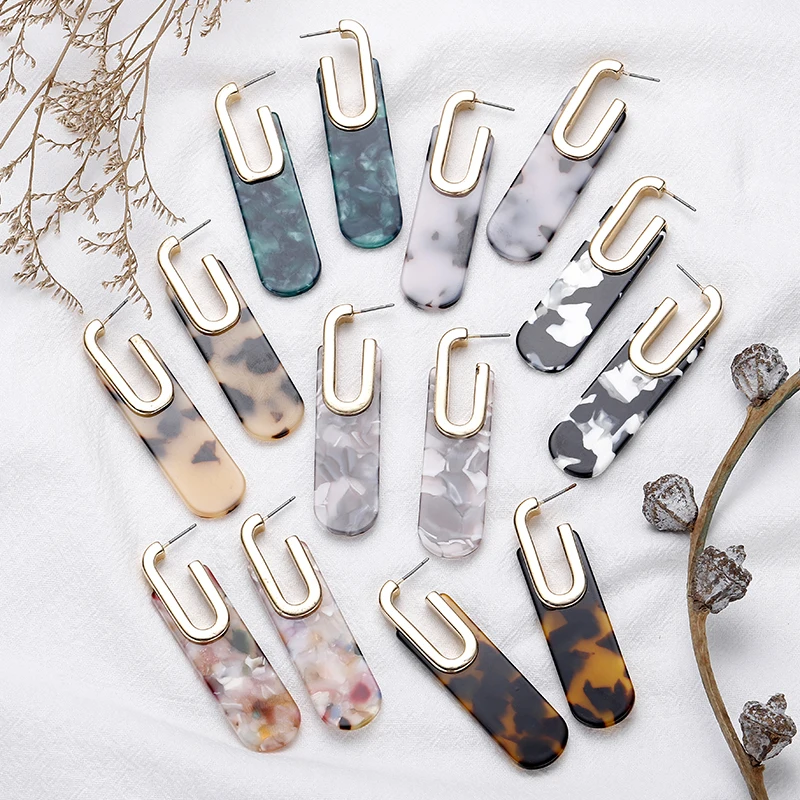 Модные Леопардовый цвет акриловый геометрической формы серьги-подвески Женские