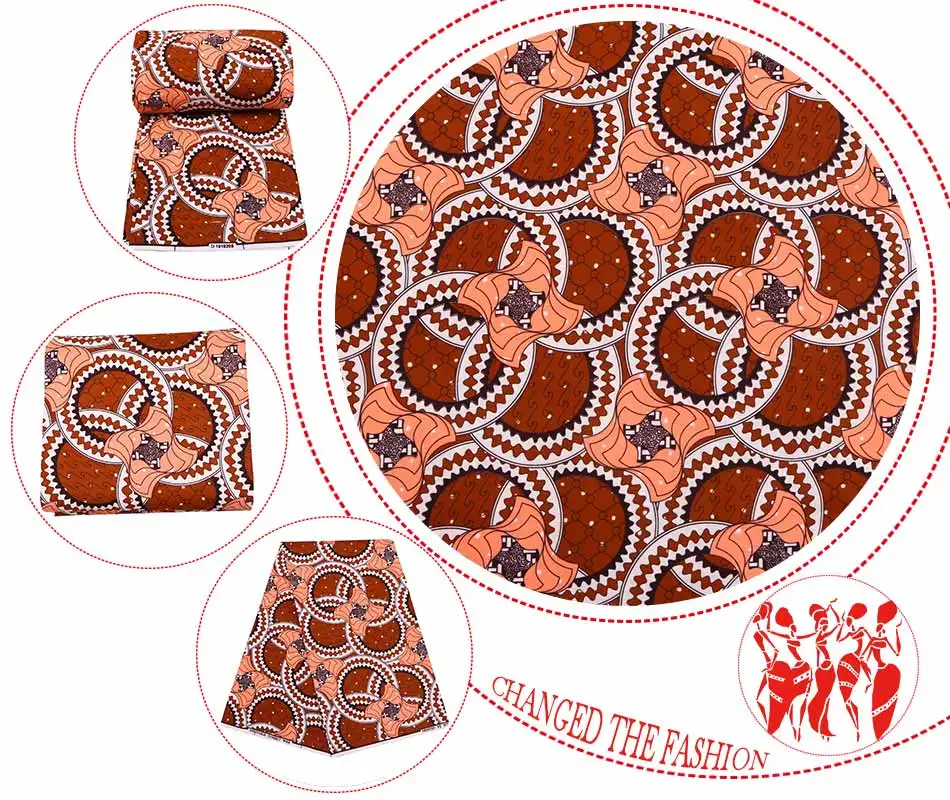 

New Year African Fabrics Circle Ankara Traditional Print High Quality Floral 6 Yards Sewing Sexy Halter Half Dress FP6149