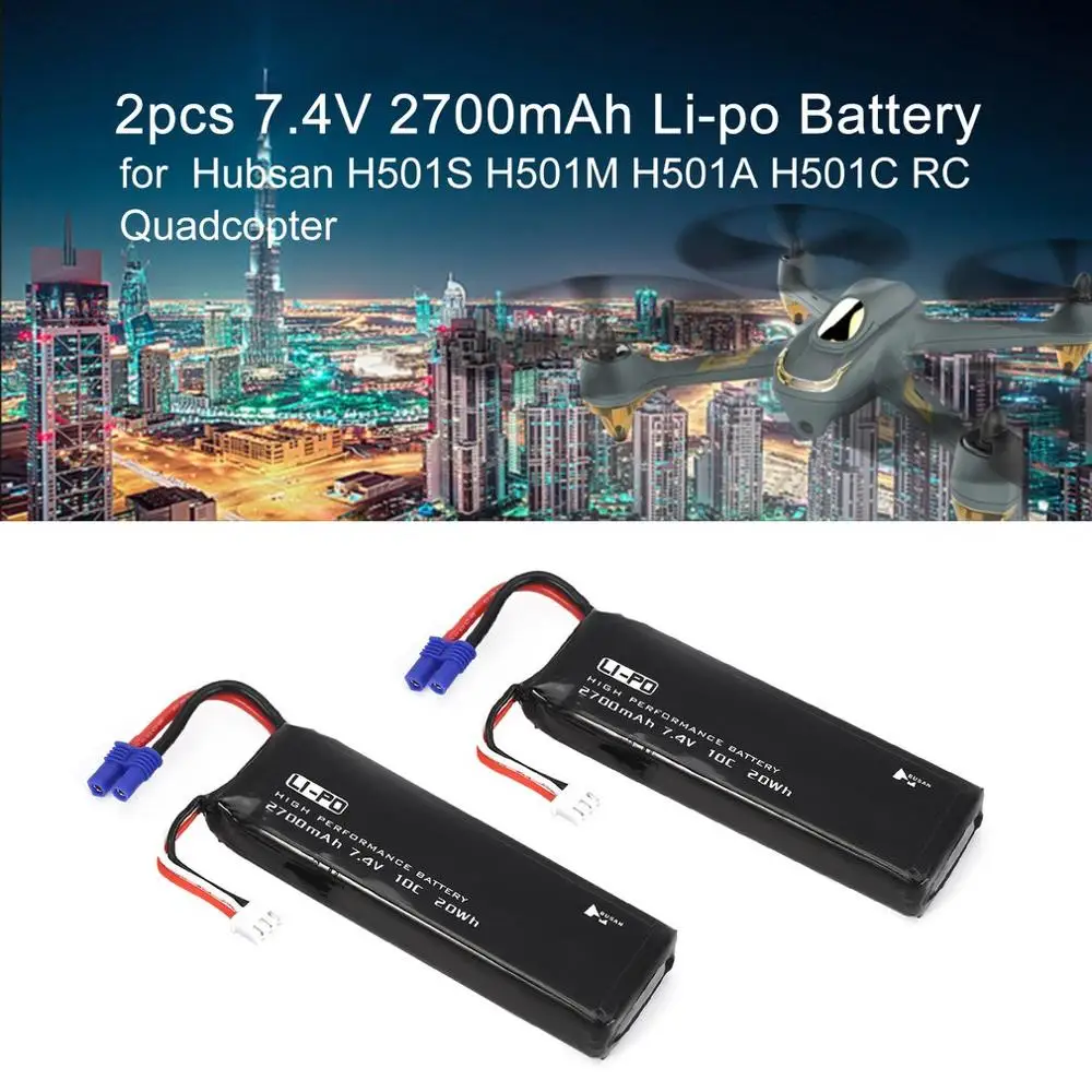 2 шт./лот оригинальный аккумулятор Hubsan H501S 7 4 В 2700 мАч 10C литий-полимерный для H501C Ру