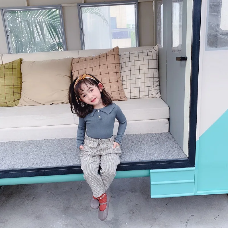 2019 г. Новое поступление Осенние повседневные длинные штаны в клетку Корейском