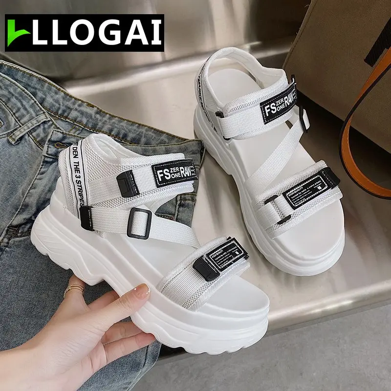 

Wedges Woman Sandals Fashion Platform Sandals Women Wedge High Heels Shoes Women Buckle Leather Canvas Summer Zapatos Mujer 2021