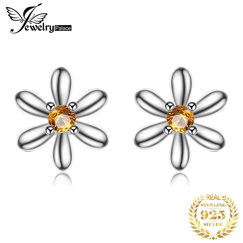 Jewelrypalace цветок 0.1ct создан оранжевый сапфир двойной Серьги-гвоздики для Для женщин