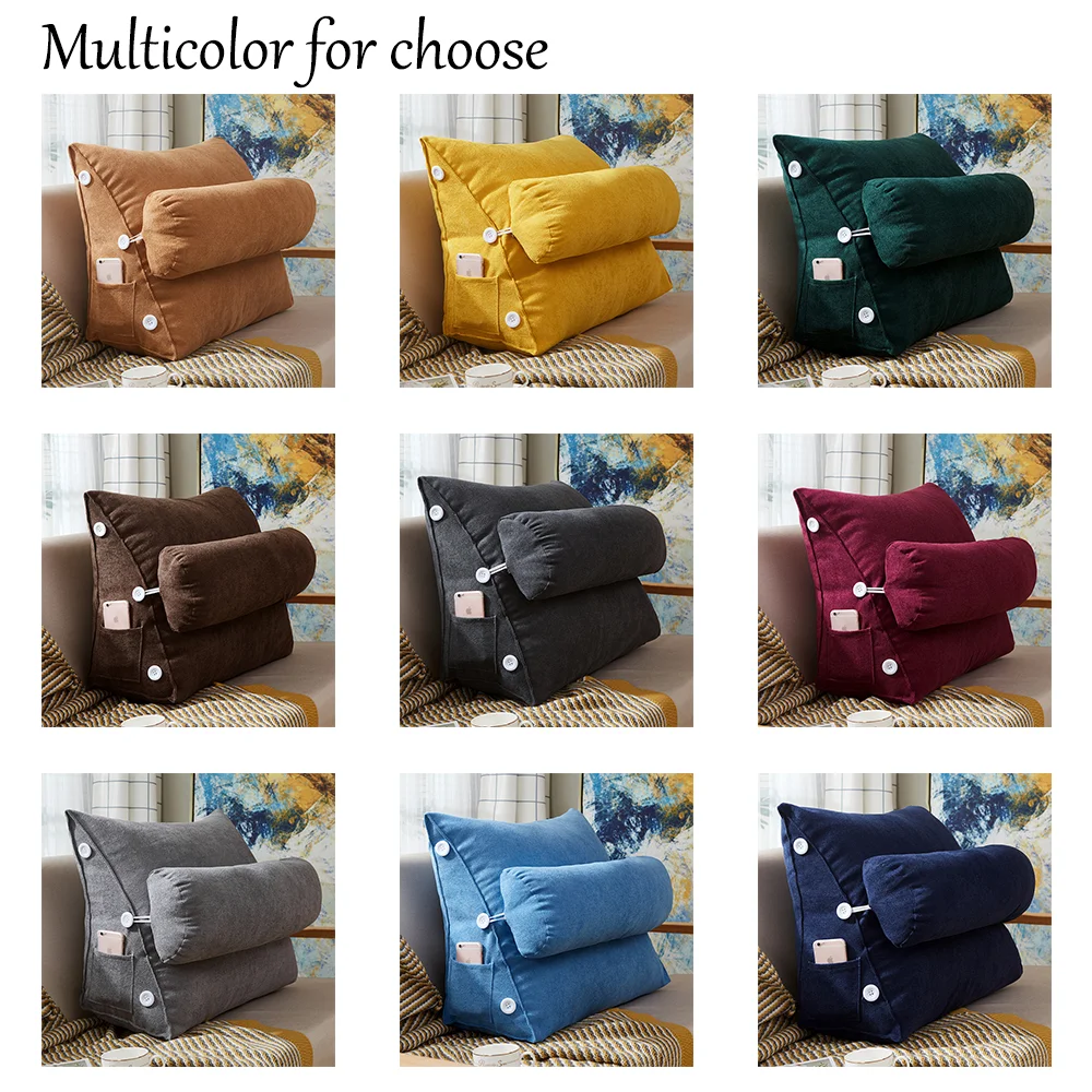 

Nordic Simple Pillows Decor Home Velvet Bedside Triangle Back Bay Window Sofa Large Cushion Zipper with Washable Pillow Cover