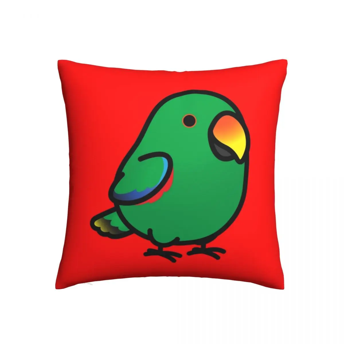 Parrot Pillow Case Chubby Male Eclectus Parrot Spring Colored Pillowcase Polyester Bedroom Zipper Cover