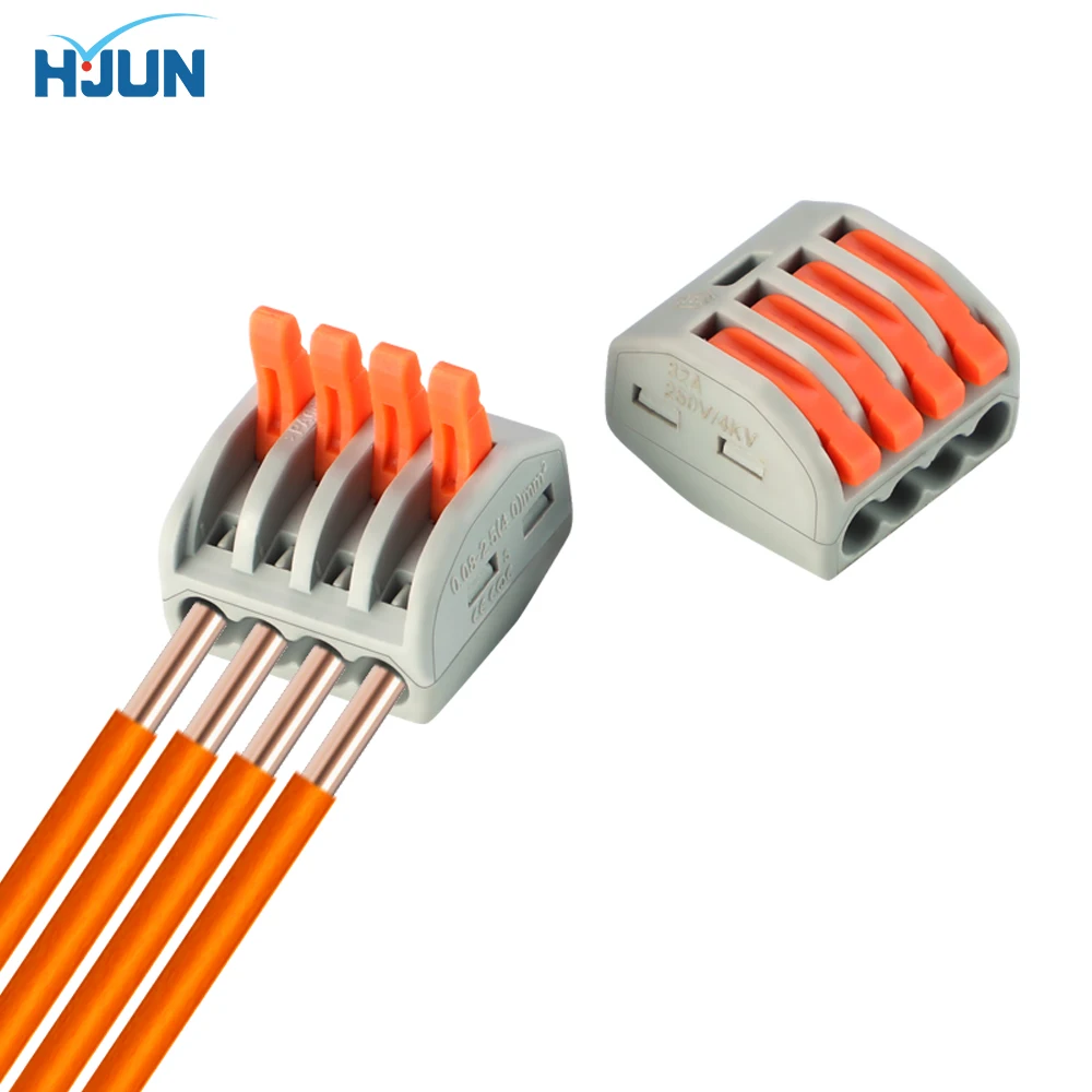 

HJUN PCT-214 Universal Wiring Cable Connectors Push-in Conductor Terminal Block Compact Electrical Splitter Wiring Connector