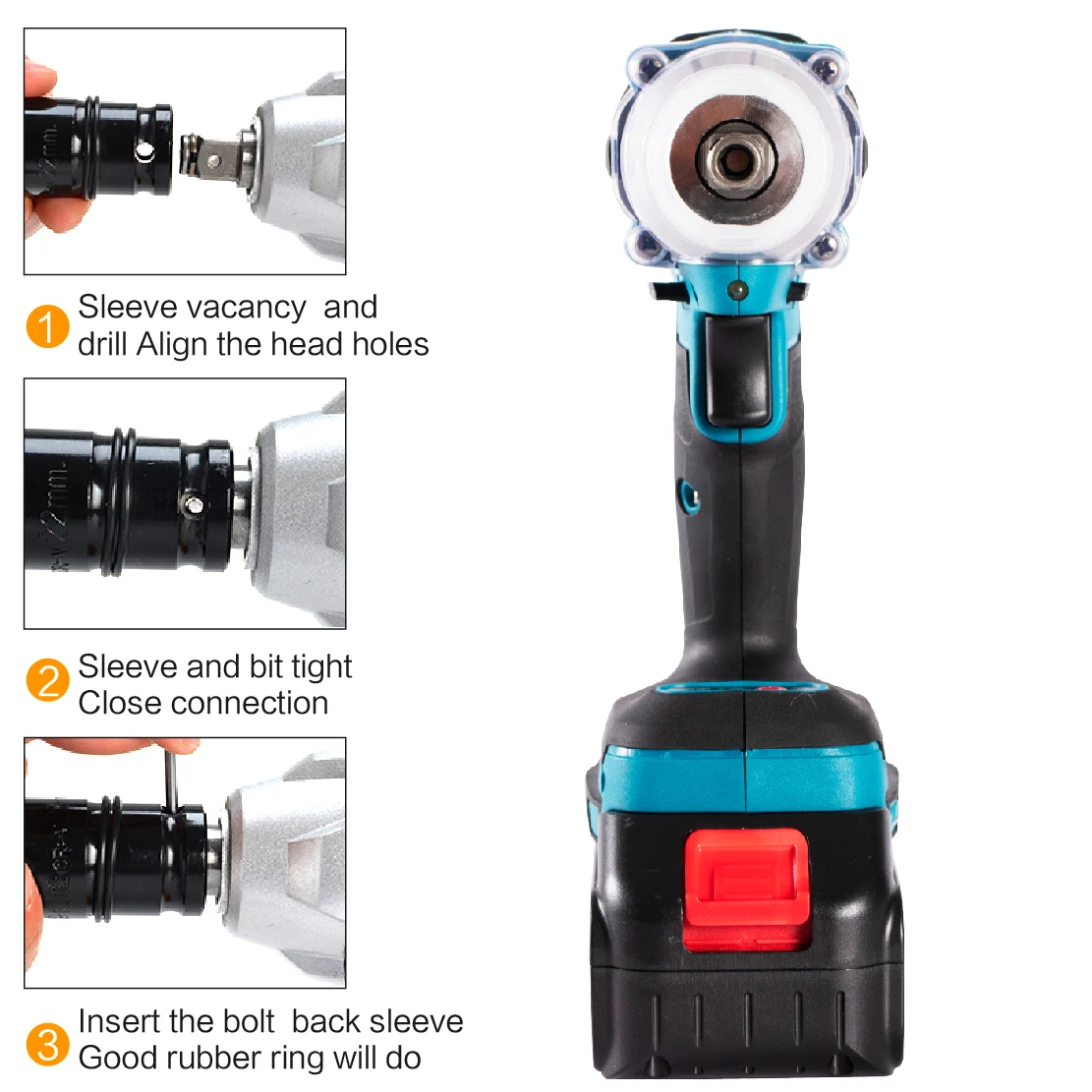 

388vf Brushless Cordless Electric Impact Wrench 1/2inch Power Tools 15000Amh Li Battery +LED light Adapt to Makita 18V Battery